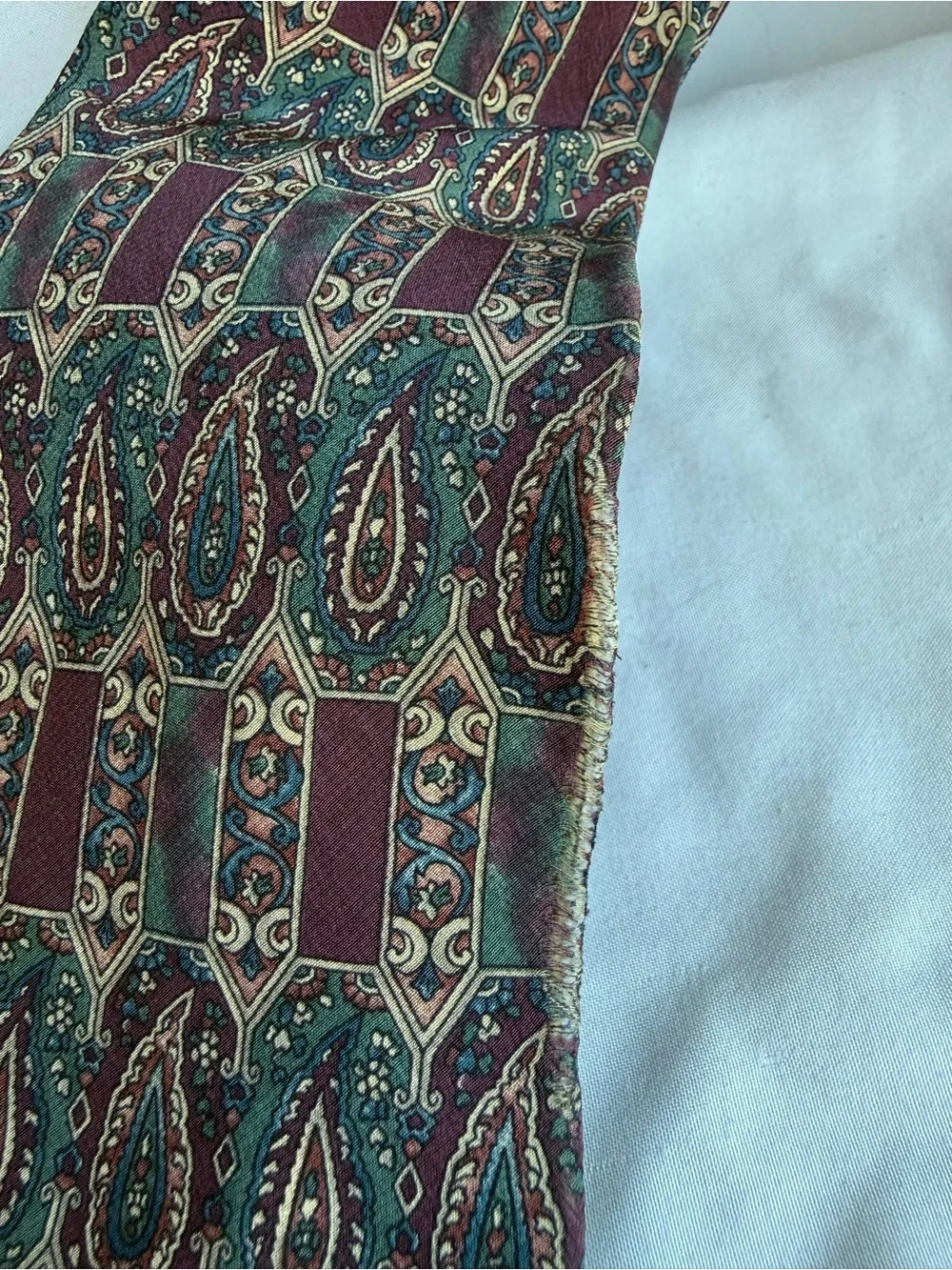 Vintage Silk Paisley Tie in Burgundy and Green Cambridge Classics